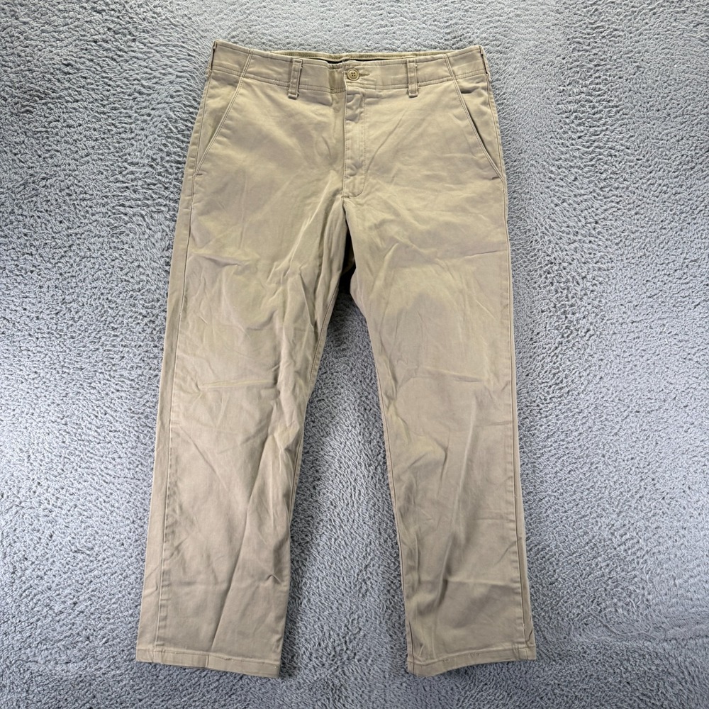 Lee Extreme Motion Pant Mens 34x28 Beige Cotton Khakis Straight Workwear Stretch